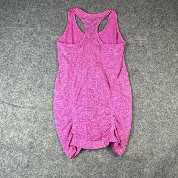 Athleta Fastest Track Tank Top Womens S Heathered Pink Ruched Racerback Stretch - Picture 6 of 7